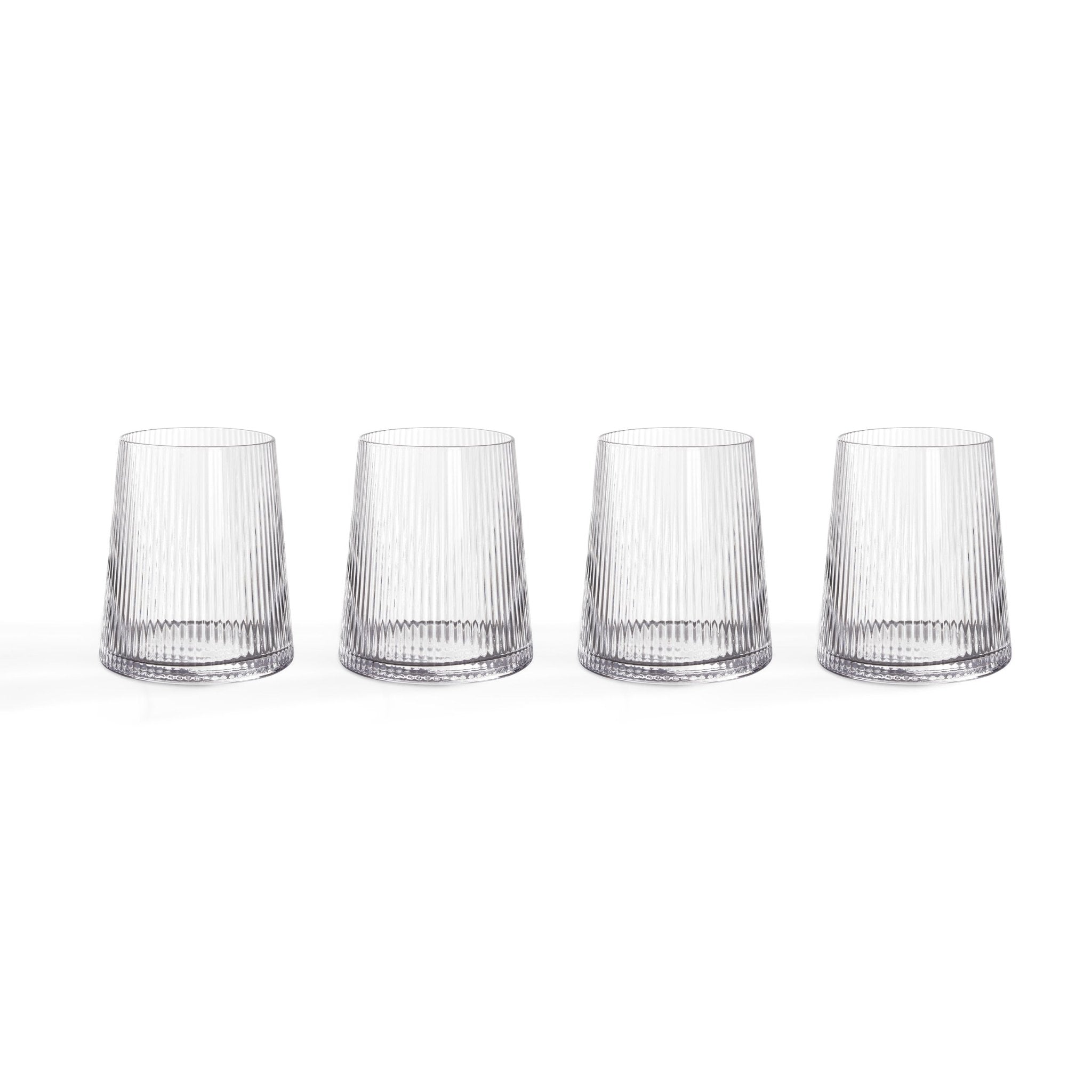 Gatsby Set of 4 Ripple Glass Tumblers - Clear - DUSK