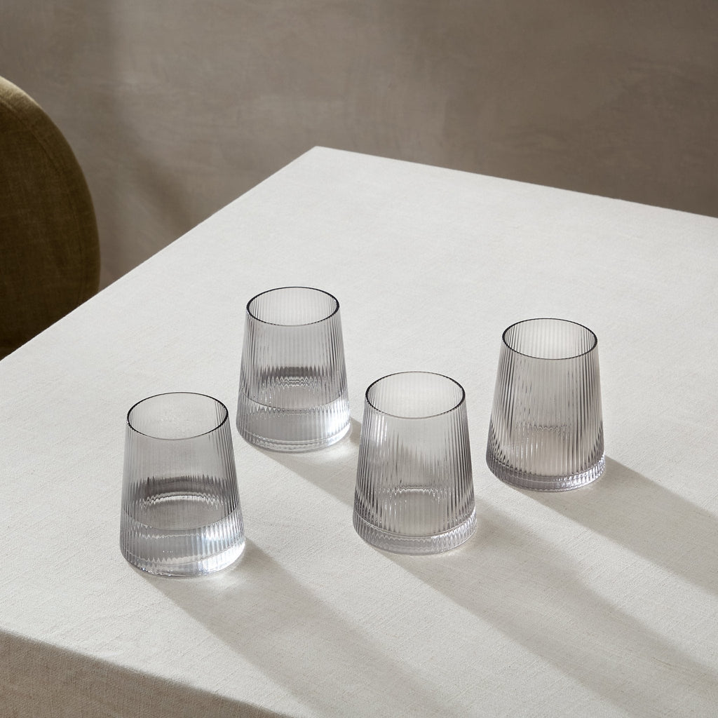 Gatsby Set of 4 Ripple Glass Tumblers - Smoked - DUSK