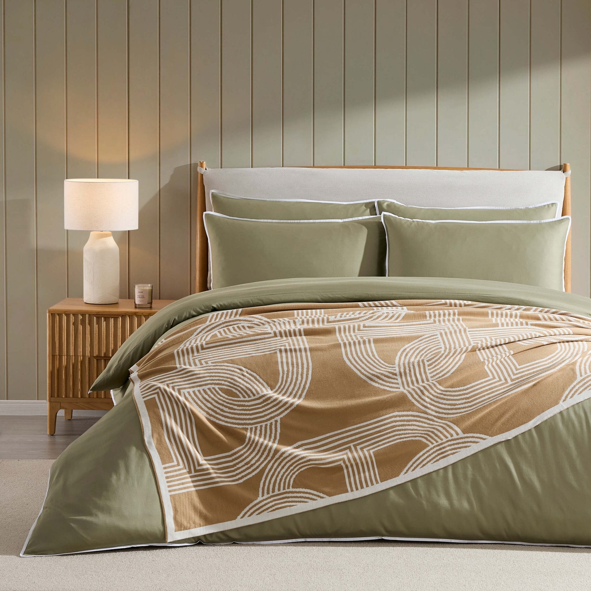 Geo Contast Knit Throw - Taupe - DUSK