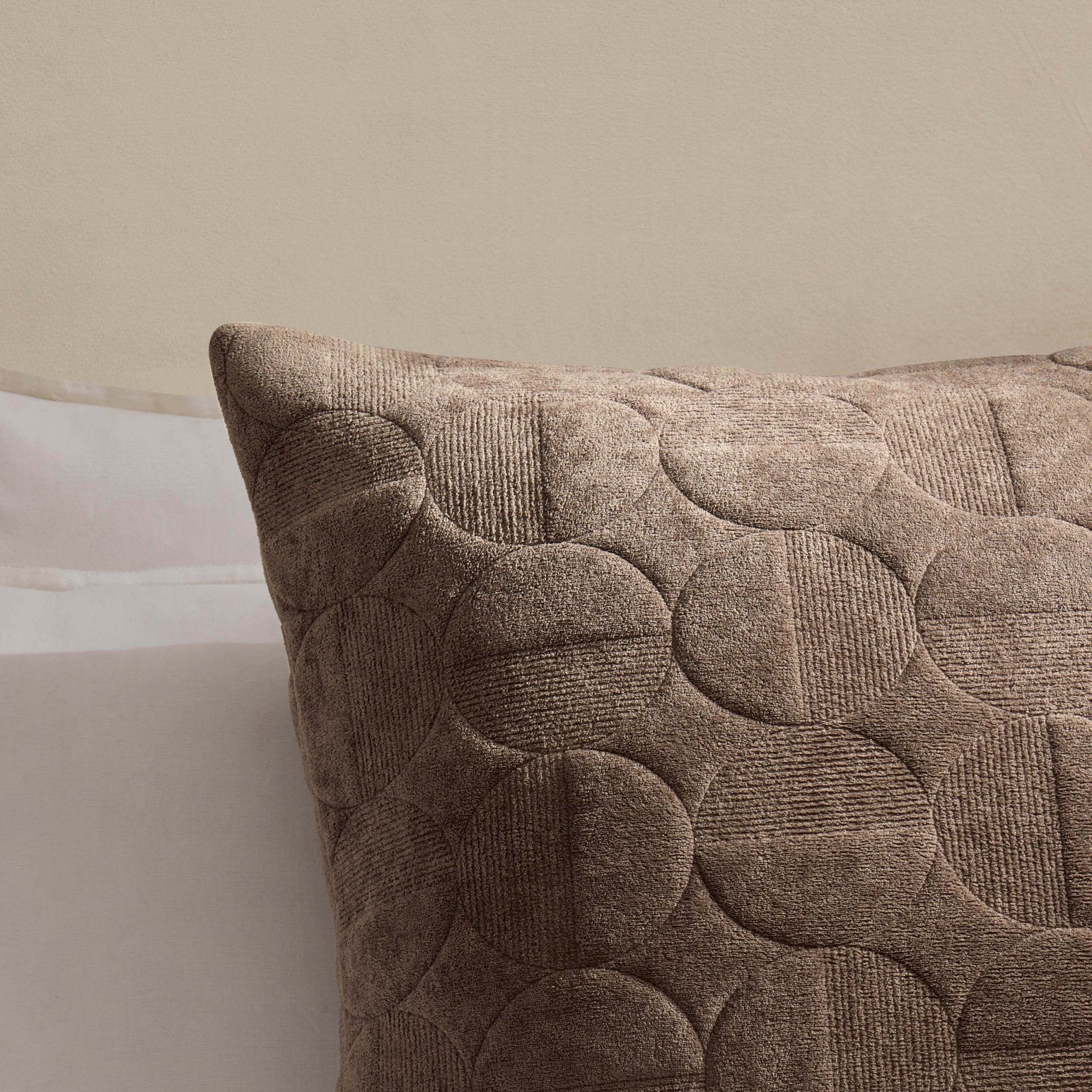 Geometric Embossed Sofa Cushion Cover - Taupe - DUSK