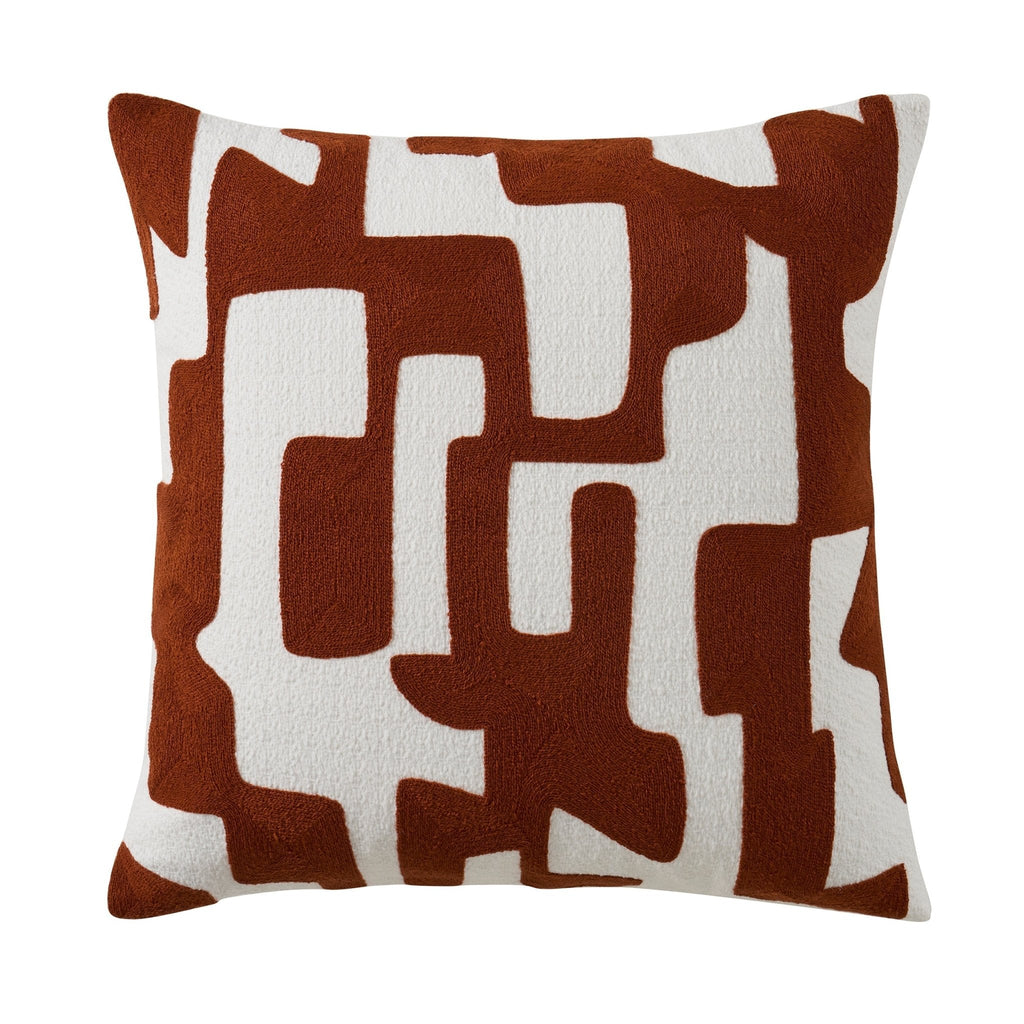 Geometric Jacquard Cushion Cover - Burnt Orange - DUSK