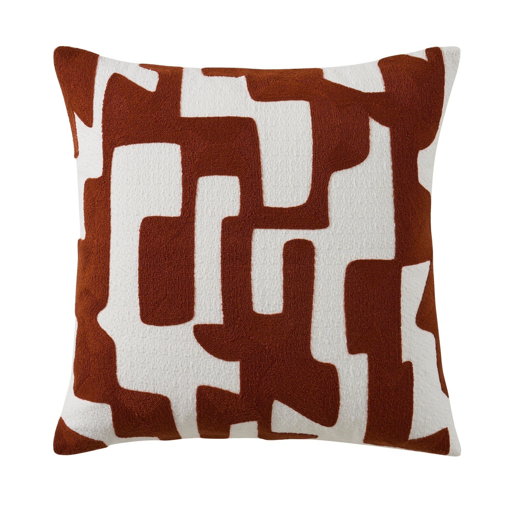 Geometric Jacquard Cushion Cover - Burnt Orange - DUSK