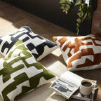 Geometric Jacquard Cushion Cover - Burnt Orange - DUSK