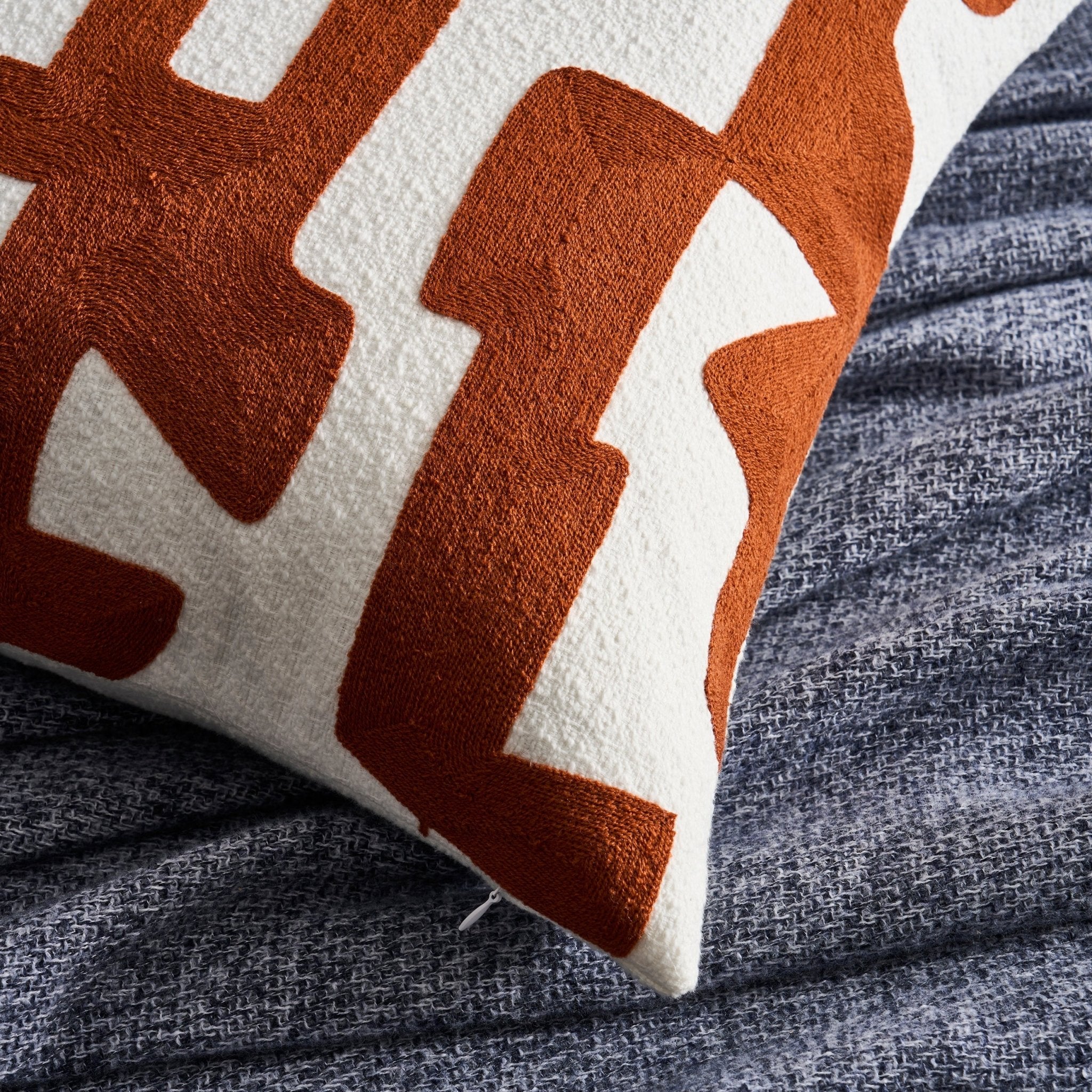 Geometric Jacquard Cushion Cover - Burnt Orange - DUSK