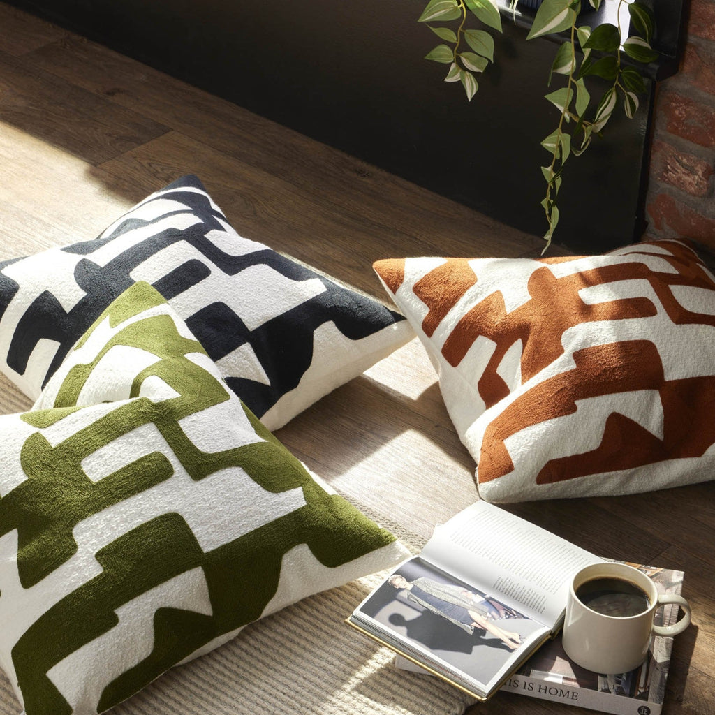 Geometric Jacquard Cushion Cover - Dark Green - DUSK