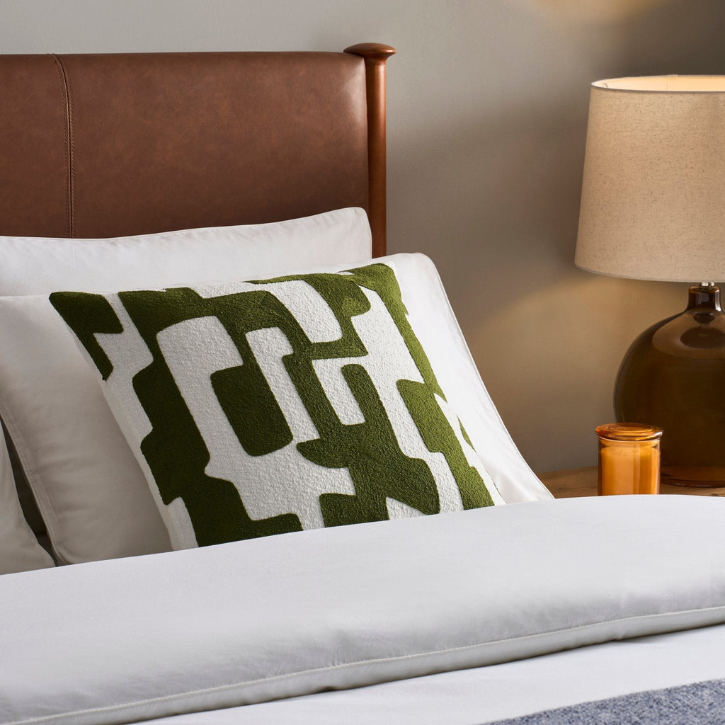 Geometric Jacquard Cushion Cover - Dark Green - DUSK