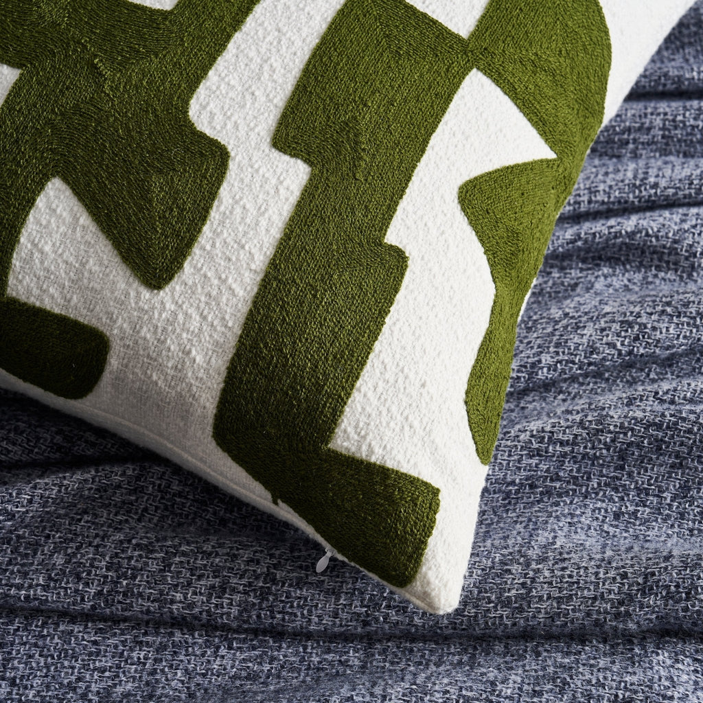 Geometric Jacquard Cushion Cover - Dark Green - DUSK