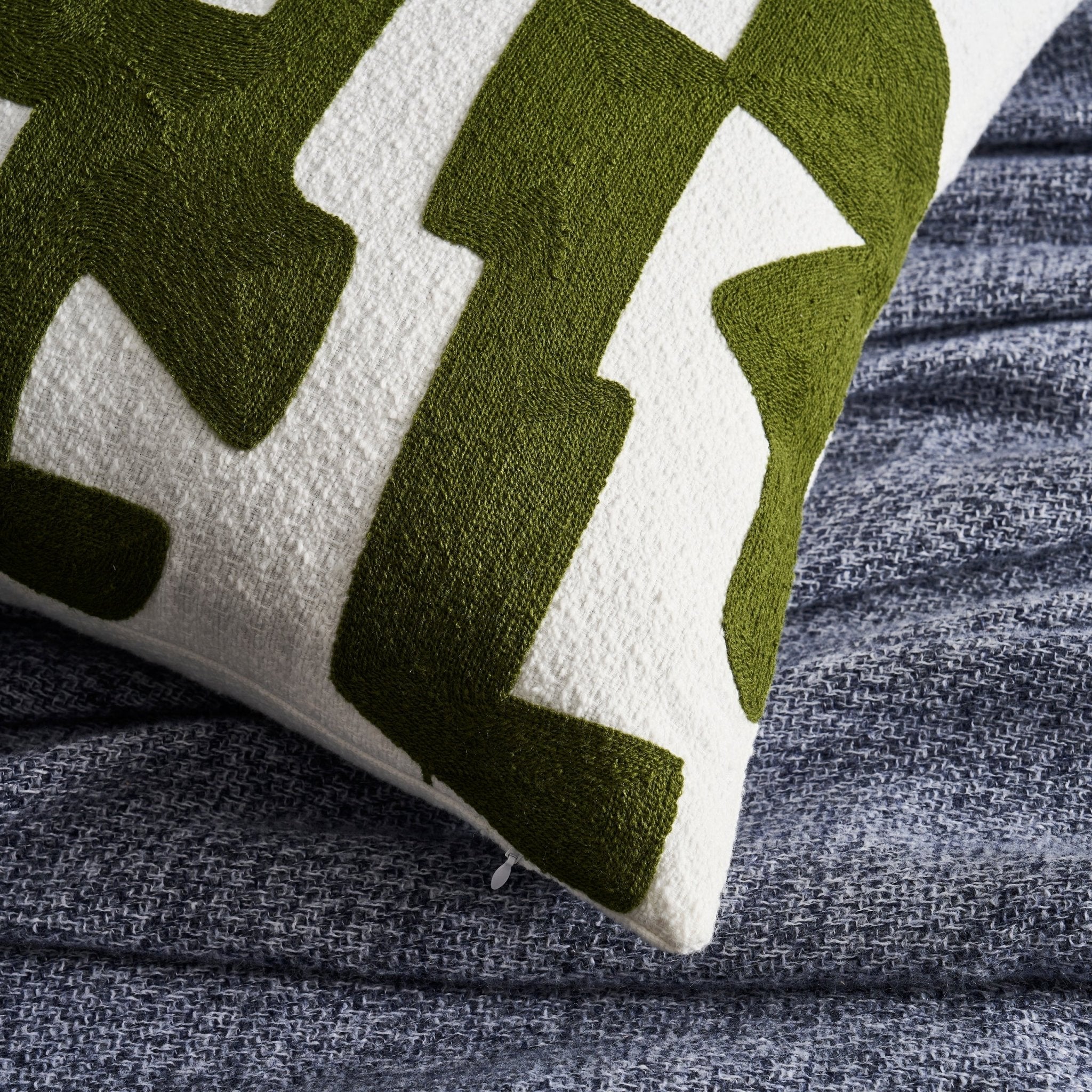 Geometric Jacquard Cushion Cover - Dark Green - DUSK
