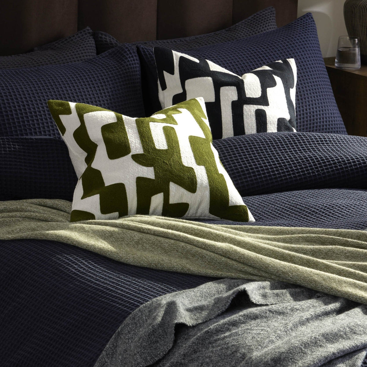 Geometric Jacquard Cushion Cover - Midnight - DUSK