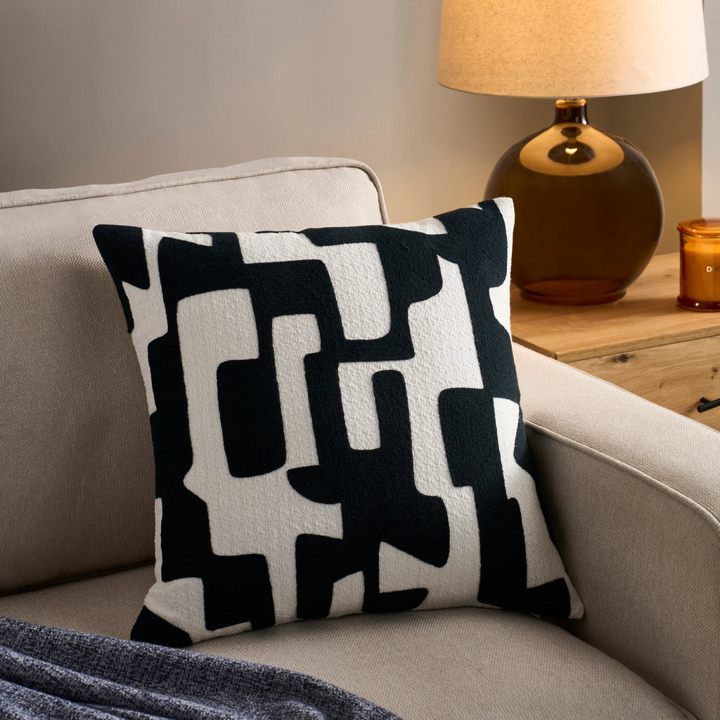 Geometric Jacquard Cushion Cover - Midnight - DUSK