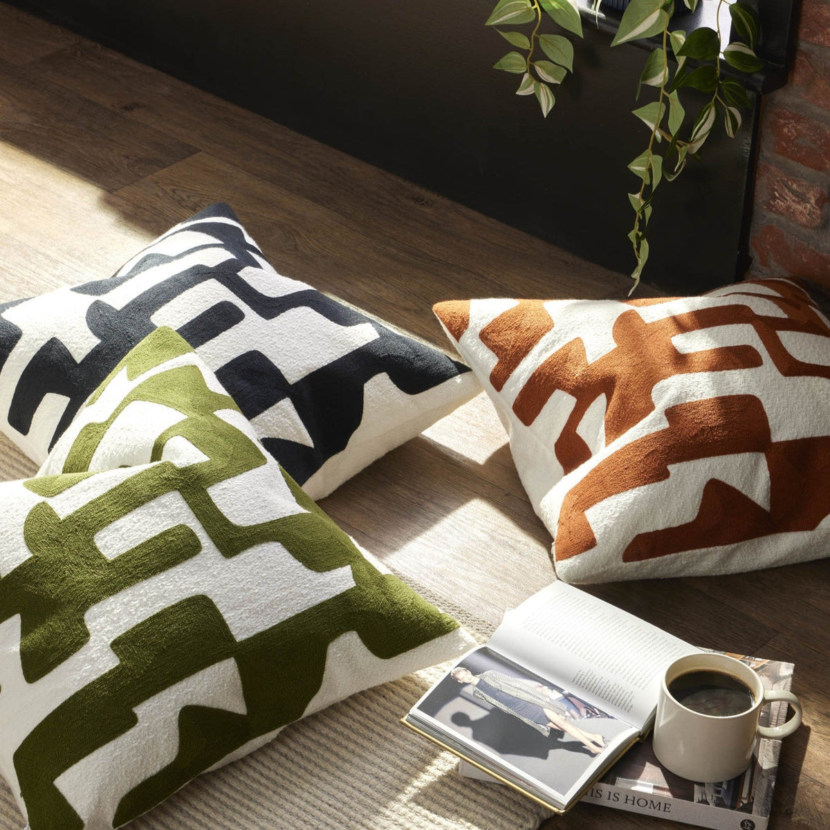 Geometric Jacquard Cushion Cover - Midnight - DUSK