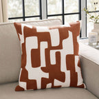 Geometric Jacquard Sofa Cushion Cover - Burnt Orange - DUSK