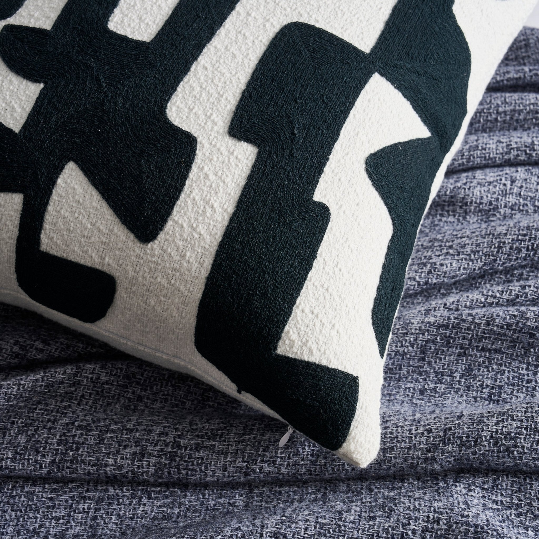 Geometric Jacquard Sofa Cushion Cover - Midnight - DUSK