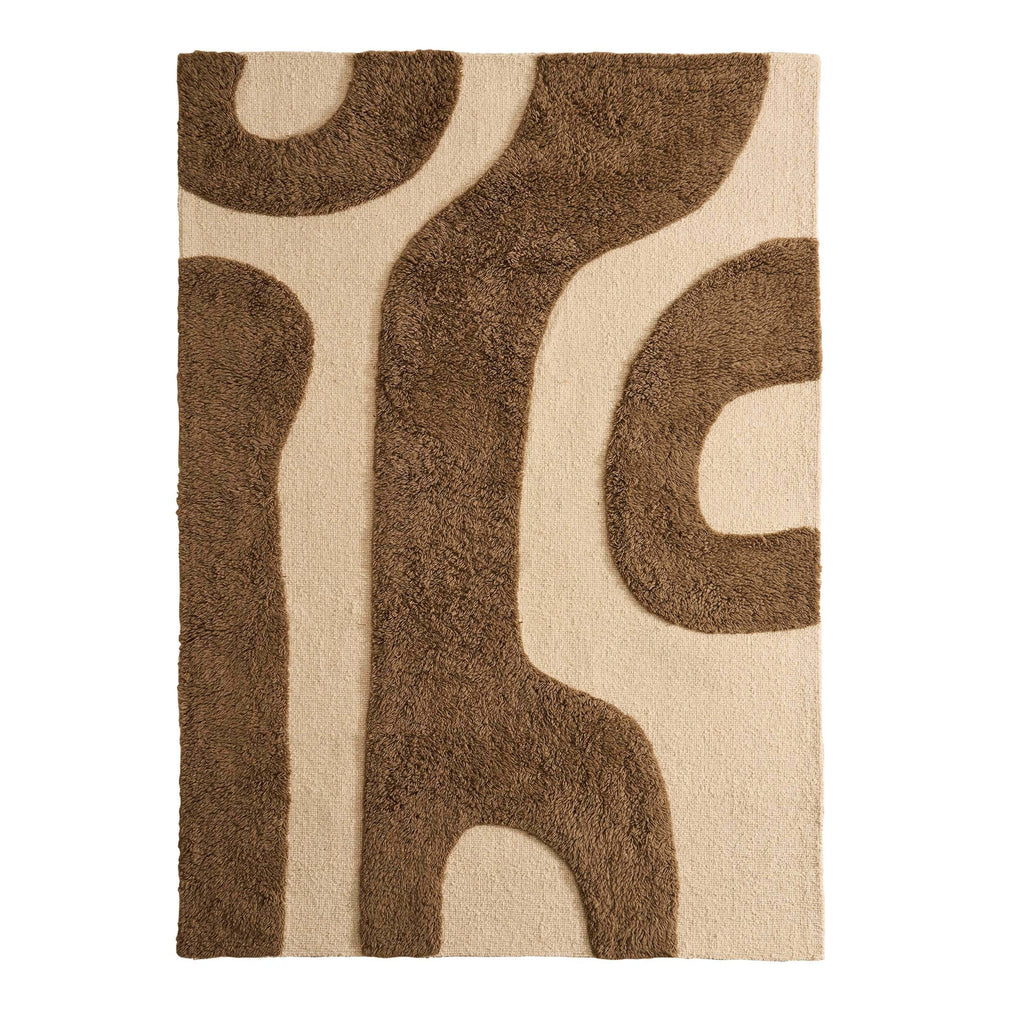 Gillain Hand Woven Tuft Wool Swirl Rug - Taupe - DUSK
