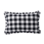 Gingham Square Frill Edge Cushion Cover - Black - DUSK