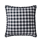 Gingham Square Frill Edge Cushion Cover - Black - DUSK
