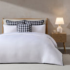 Gingham Square Frill Edge Cushion Cover - Black - DUSK