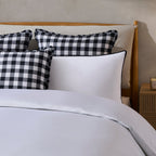 Gingham Square Frill Edge Cushion Cover - Black - DUSK