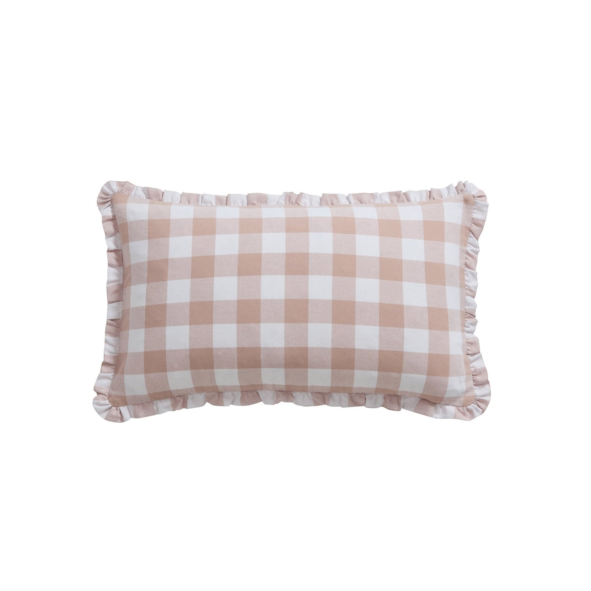 Gingham Square Frill Edge Cushion Cover - Blush Pink - DUSK
