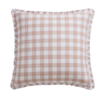 Gingham Square Frill Edge Sofa Cushion Cover - Blush Pink - DUSK