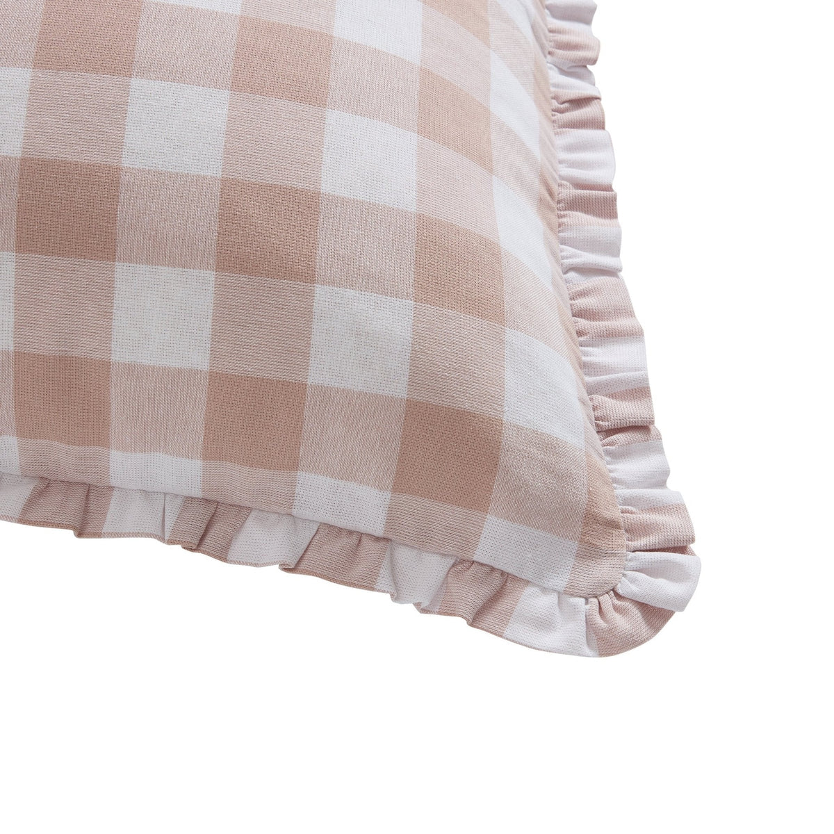 Gingham Square Frill Edge Sofa Cushion Cover - Blush Pink - DUSK