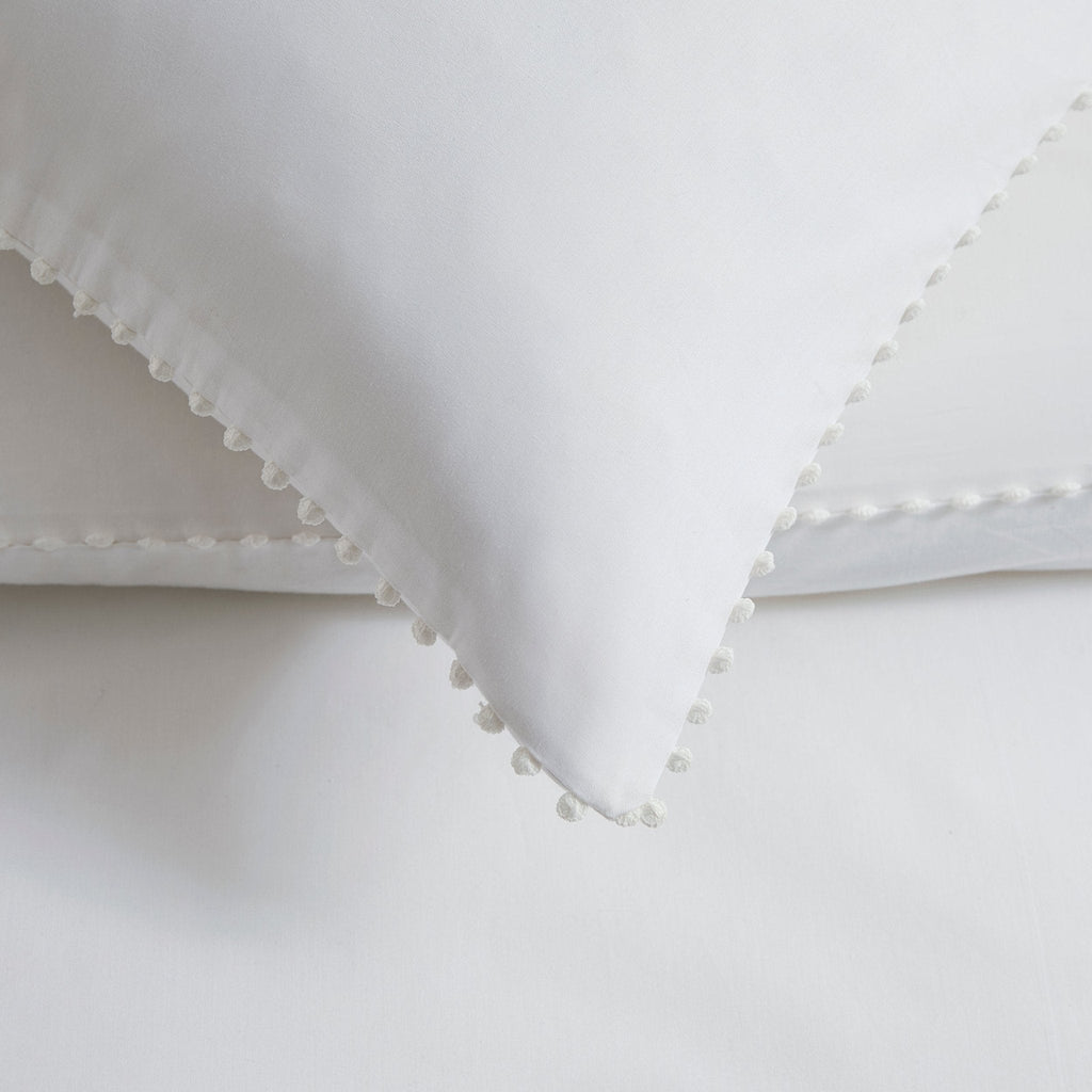 Girona 200 Thread Count Pom - Pom Duvet Cover - Cotton - White - DUSK