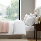 Girona 200 Thread Count Pom - Pom Duvet Cover - Cotton - White/Pink - DUSK