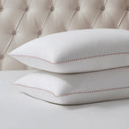Girona 200 Thread Count Pom - Pom Duvet Cover - Cotton - White/Pink - DUSK
