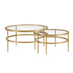 Glass Round Nesting Coffee Tables - Gold - DUSK
