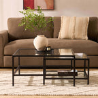Glass Square Nesting Coffee Tables - Black - DUSK