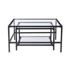 Glass Square Nesting Coffee Tables - Black - DUSK