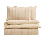 Hallie Linen Blend Yarn Dye Stripe Duvet Cover & Pillowcase Set - Natural - DUSK