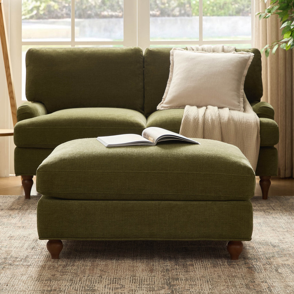 Hampshire Pouffe - Chenille Olive - DUSK