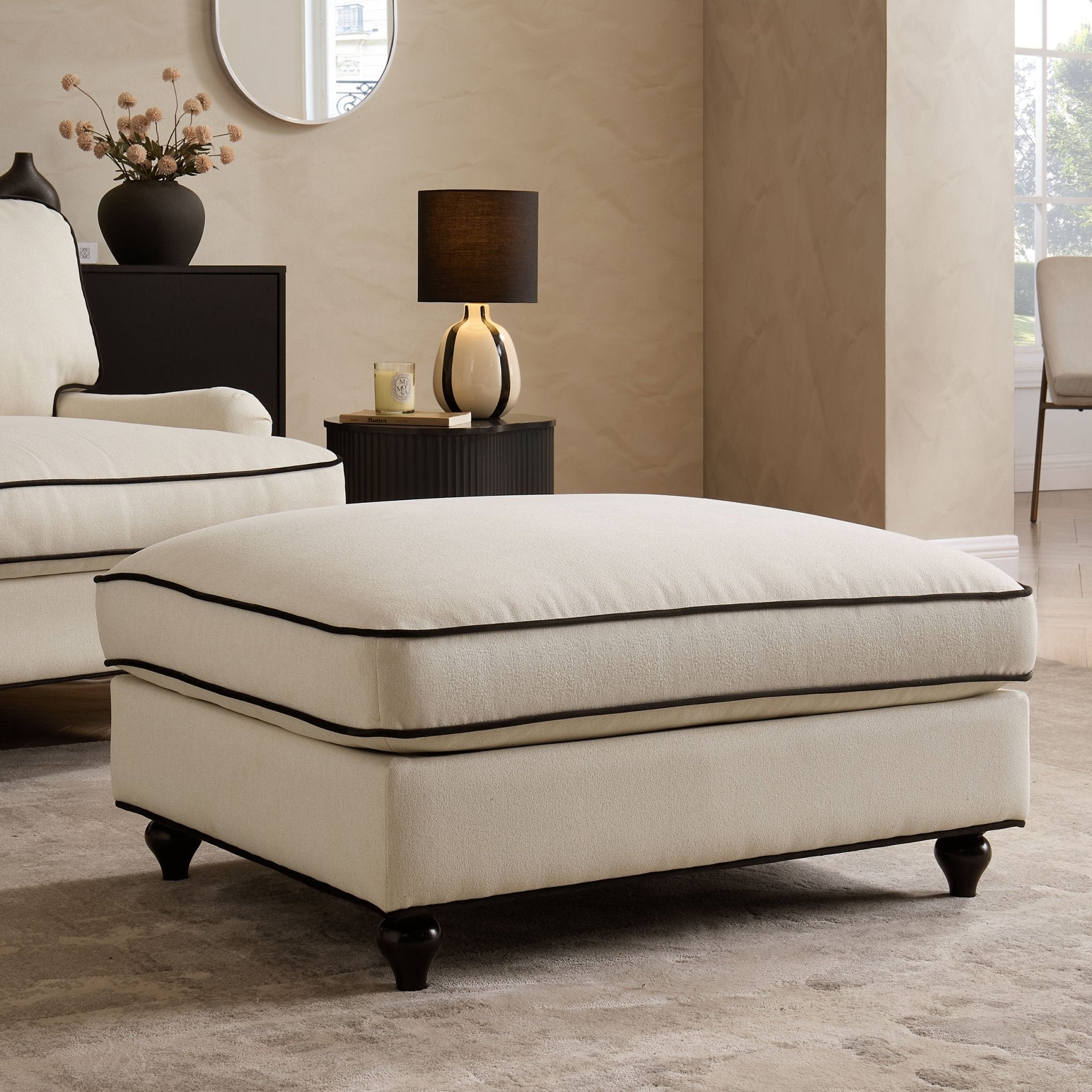 Hampshire Pouffe - Cream/Black - DUSK
