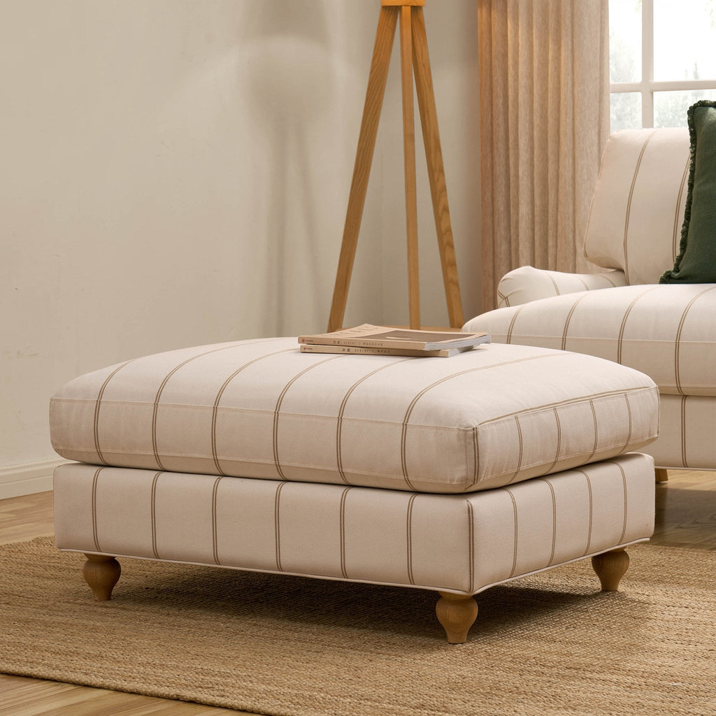 Hampshire Pouffe - Thin Natural Stripe - DUSK