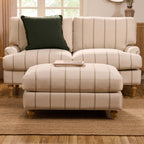 Hampshire Pouffe - Thin Natural Stripe - DUSK