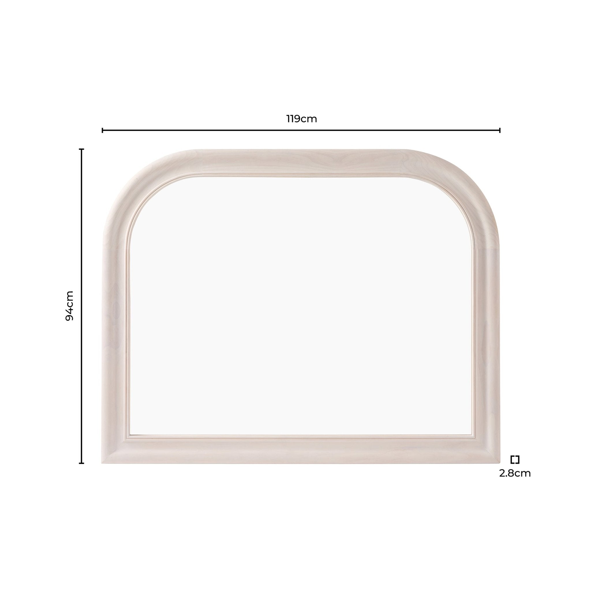 Hampton Arched Mantel Mirror - Washed White - DUSK
