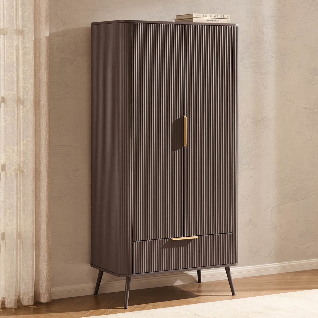 Hattie 2 Door Wardrobe with Drawer - Mocha - DUSK