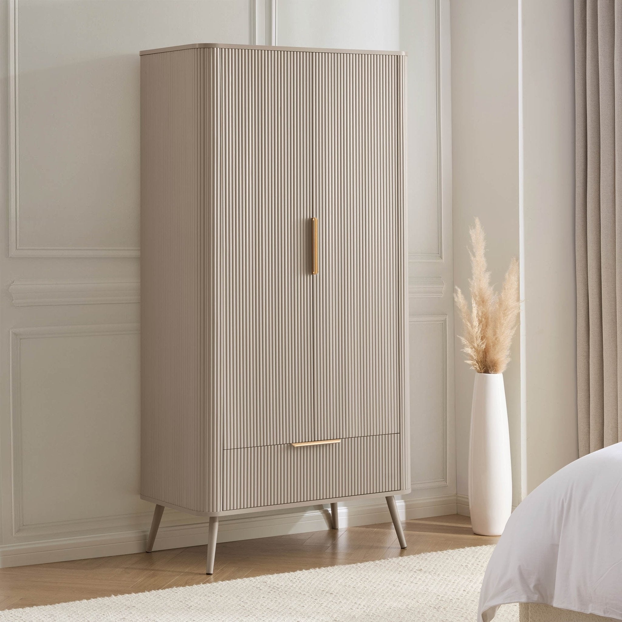Hattie 2 Door Wardrobe with Drawer - Taupe - DUSK