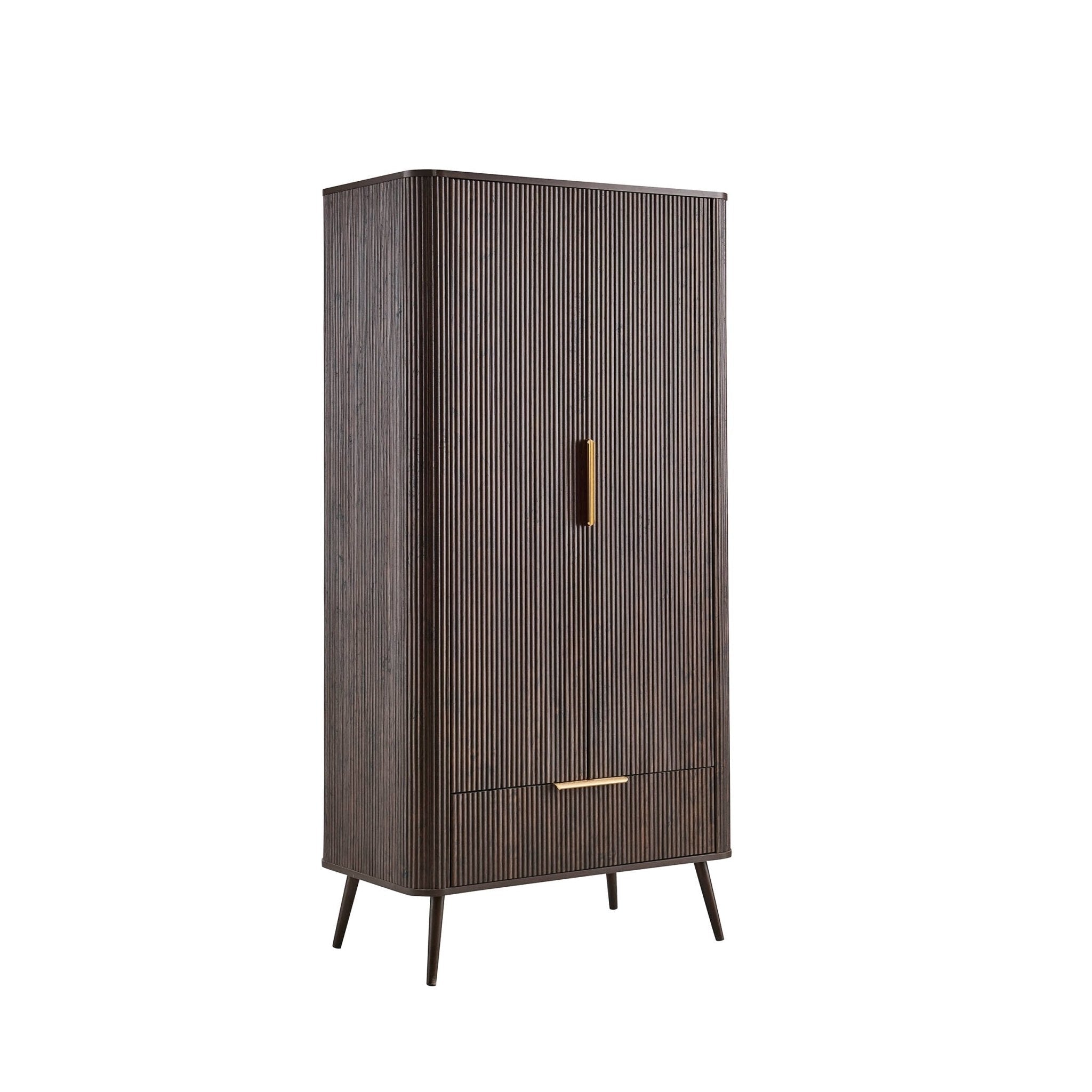 Hattie 2 Door Wardrobe with Drawer - Walnut - DUSK