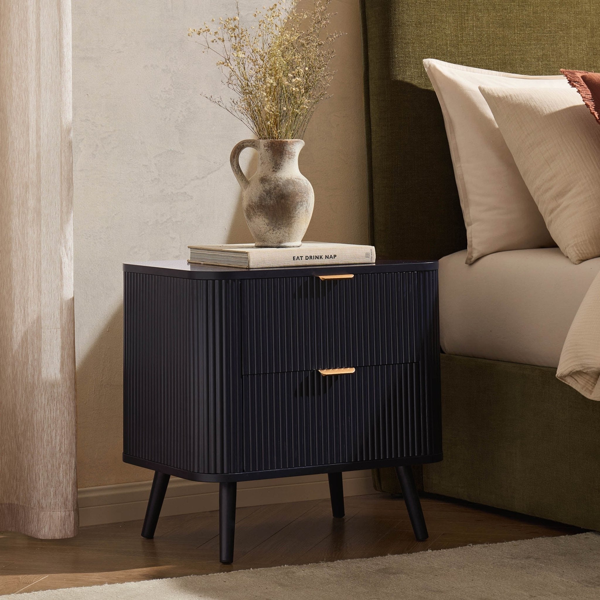 Hattie 2 Drawer Bedside Table - Midnight - DUSK