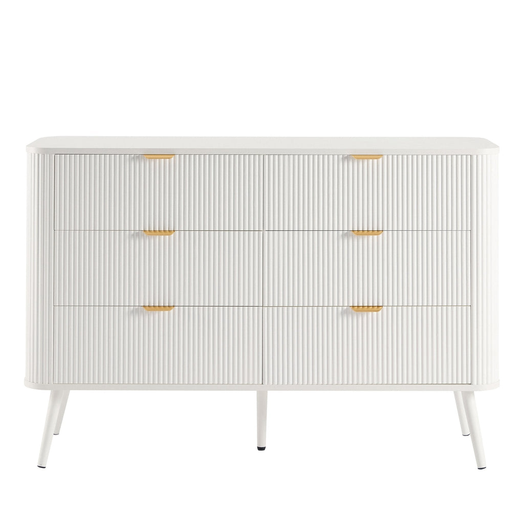 Hattie 6 Drawer Large Chest - Warm White - DUSK