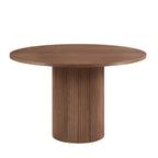 Hattie Panel Round 4 - 6 Seater Dining Table - Mid Wood - DUSK