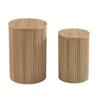Hattie Round Pedestal Nesting Tables - Light Wood - DUSK
