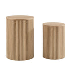 Hattie Round Pedestal Nesting Tables - Light Wood - DUSK