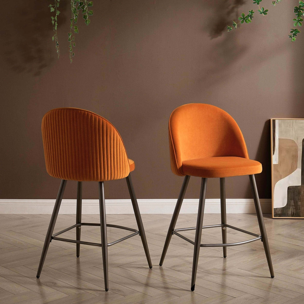 Hattie Set of 2 Barstools - Bright Orange - DUSK