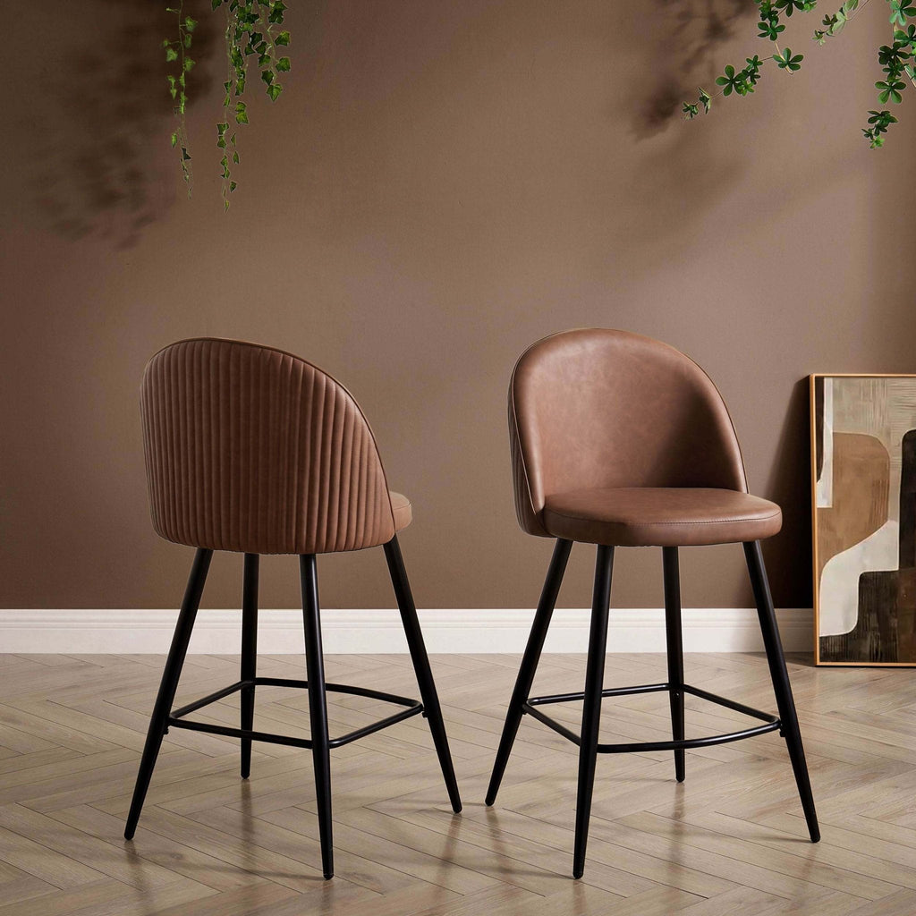Hattie Set of 2 Barstools - Faux Leather Tan - DUSK