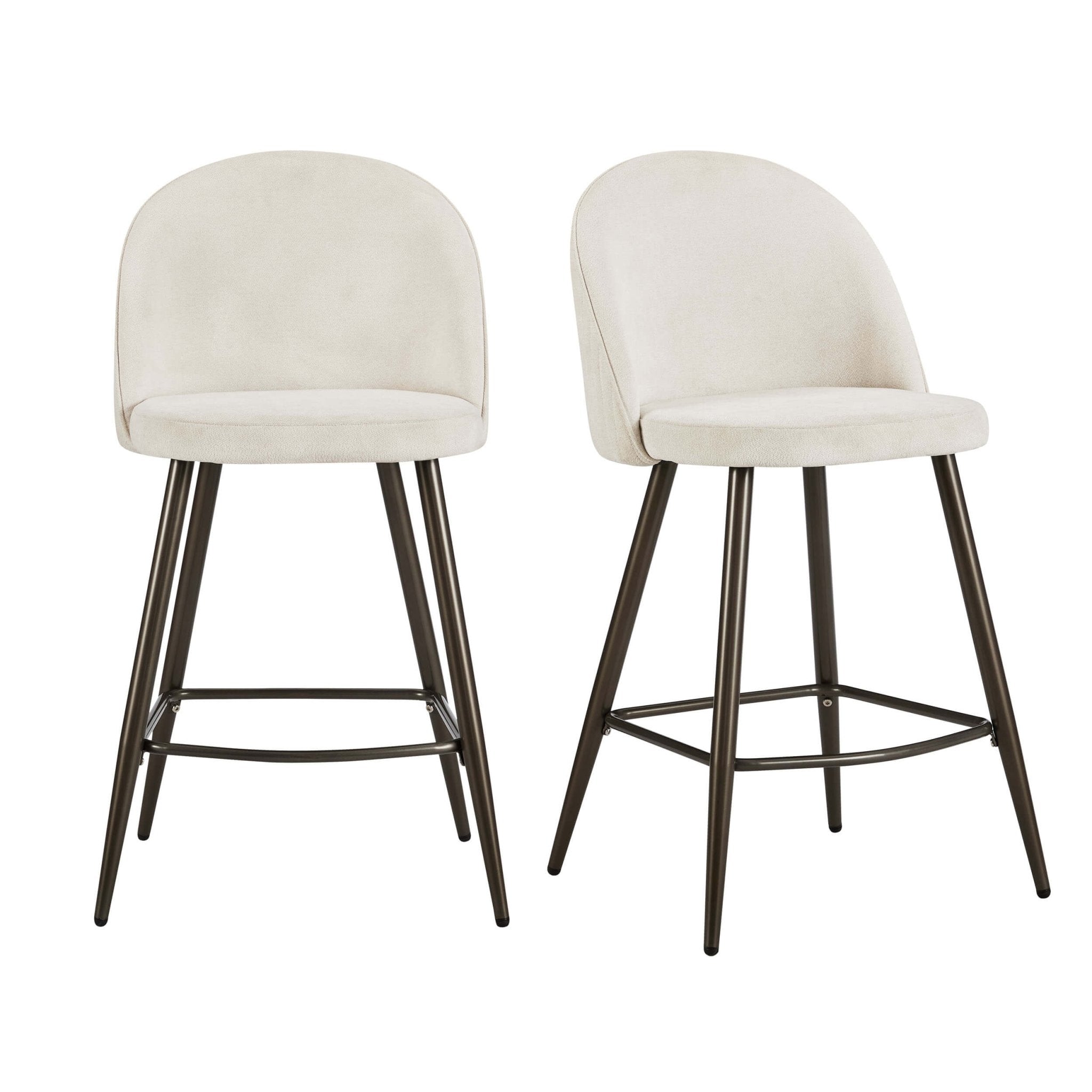 Hattie Set of 2 Barstools - Ivory Chenille - DUSK