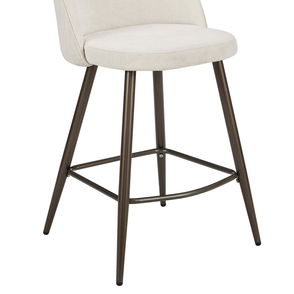 Hattie Set of 2 Barstools - Ivory Chenille - DUSK