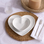 Heart Shaped Set of 4 Dinner Plates - White - DUSK